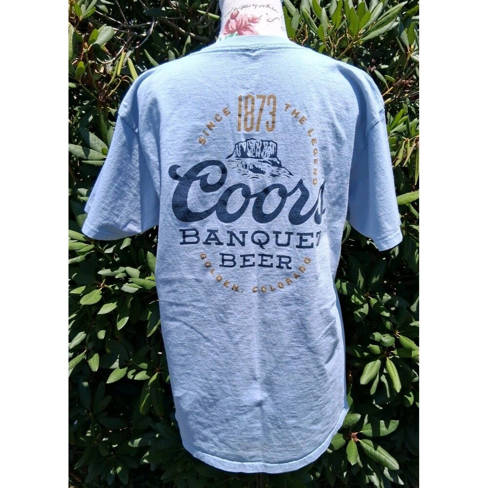 Coors Banquet Beer Mens Med Blue T-shirt Cotton Casual Summer Festival Beach